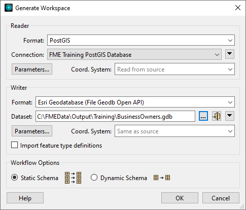 Setting Writer parameters